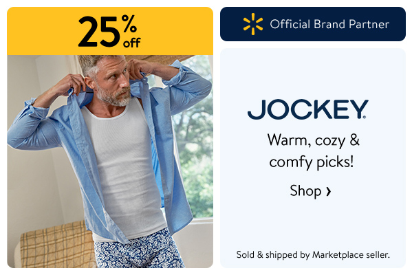 25% off - Jockey - Warm, cozy & comfy picks! Sold & shipped by Marketplace seller.