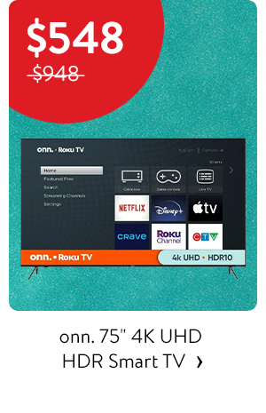 onn. 75 inch 4K UHD HDR Smart TV