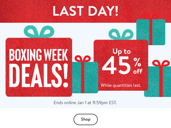 Boxing Week Deals! Up to 45% off - Last day! While quantities last. Ends online Jan 1 at 11:59pm EST.