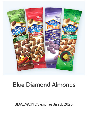 Blue Diamond Almonds - BDALMONDS expires Jan 8, 2025.