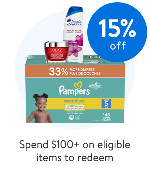 15% off - Spend $100+ on eligible items to redeem