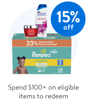 15% off - Spend $100+ on eligible items to redeem