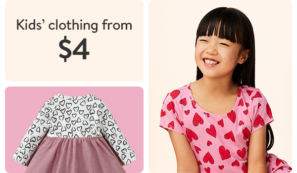 Kids' clothing from $4