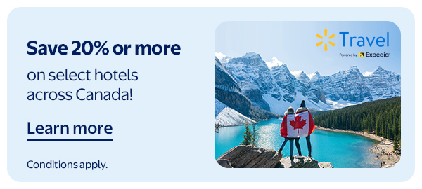 Save 20% or more on select hotels across Canada! Conditions apply.