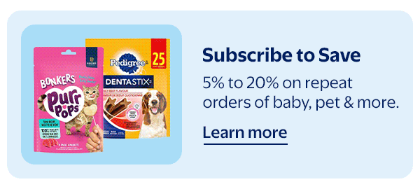 Subscribe to Save - 5% to 20% on repeat orders of baby, pet & more.