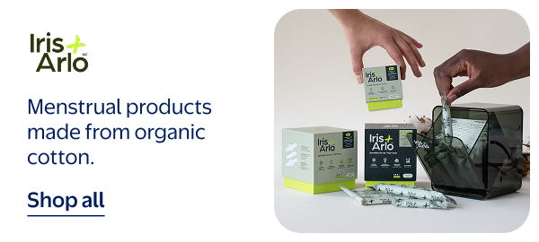 Iris + Arlo - Menstrual products made from organic cotton.