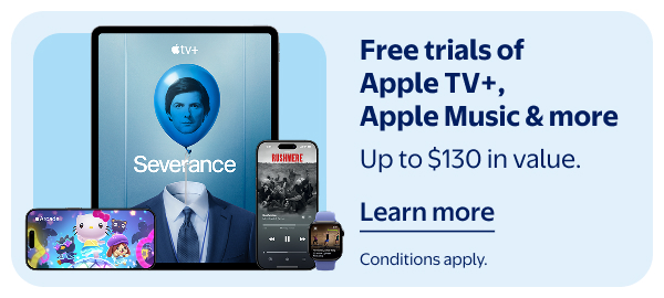 Free trials of Apple TV+, Apple Music & more Up to $130 in value. Conditions apply.
