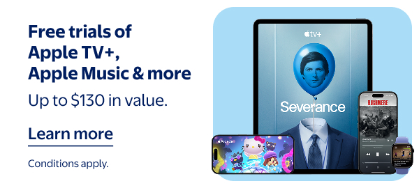 Free trials of Apple TV+, Apple Music & more - Up to $130 in value. Conditions apply.