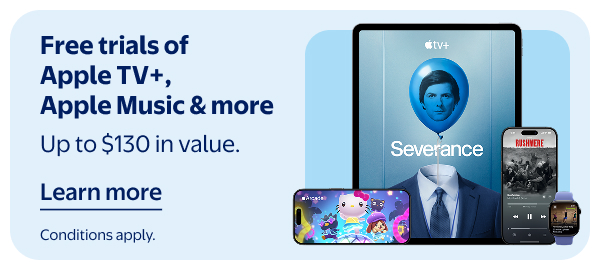 Free trials of Apple TV+, Apple Music & more - Up to $130 in value. Conditions apply.