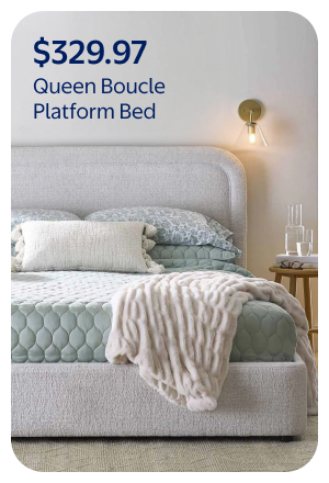 Queen Boucle Platform Bed