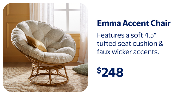 Emma Accent Chair - Features a soft 4.5" tufted seat cushion & faux wicker accents.