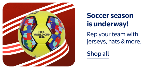 Soccer season is underway! Rep your team with jerseys, hats & more.