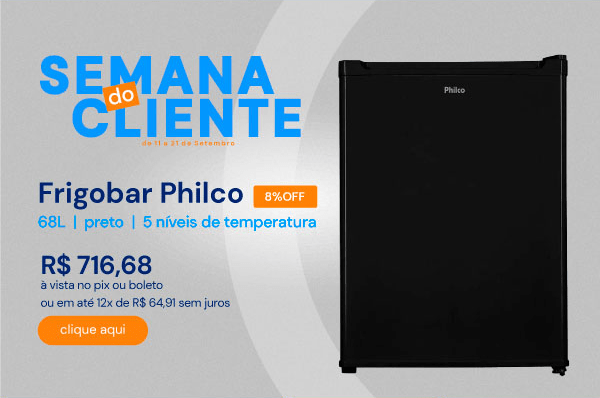 Frigobar Philco 68 Litros Preto 5 Níveis Temperatura PFG85P