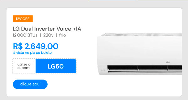 Ar Condicionado LG Dual Inverter Voice +IA 12000 BTUs 220V Frio S3-Q12JA31K.EB2GAM1