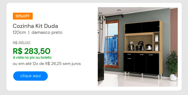 Cozinha Kit Duda 120 Cm Damasco Preto - Poquema