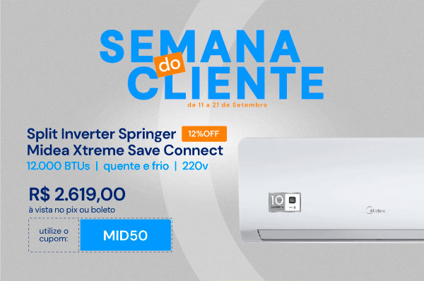 Ar Condicionado Split Inverter Springer Midea Xtreme Save Connect 12000 BTUs Quente/Frio 220V 38AGVQI12M5