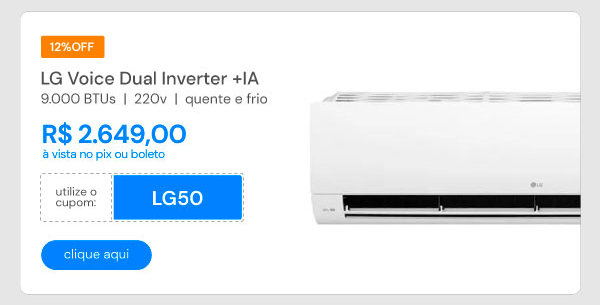 Ar Condicionado LG Dual Inverter Voice +IA 12000 BTUs 220V Frio S3-Q12JA31K.EB2GAM1