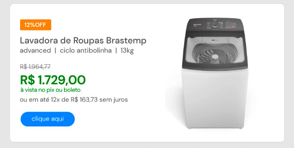 Lavadora de Roupas Brastemp Advanced e Ciclo Antibolinha 13KG Branca BWK13AB