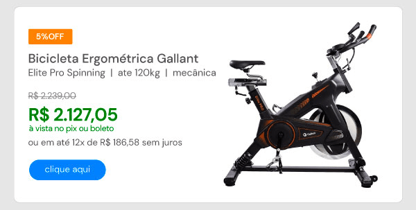 Bicicleta Ergométrica Gallant Elite Pro Spinning Ate 120Kg Mecânica (GSB18HBTA-PT)