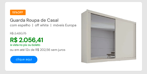 Guarda Roupa De Casal Com Espelho Creta 2pts Off White -móveis Europa