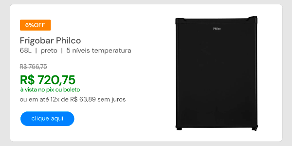 Frigobar Philco 68 Litros Preto 5 Níveis Temperatura PFG85P