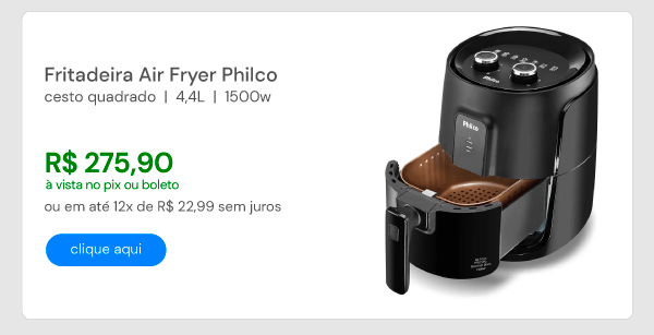 Fritadeira Air Fryer Philco Cesto Quadrado 4,4L 1500W PFR15PG