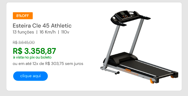 Esteira Cle 45 13 Funções 16 Km/h Athletic Cinza Com Preto 110v