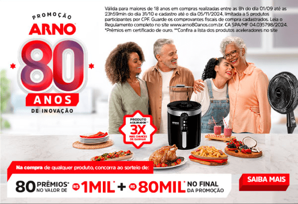 Promoção Arno 80 Anos de Inovação