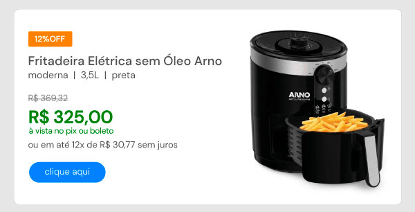 Fritadeira Elétrica sem Óleo Arno Moderna 3,5L Preta PFRY EY1208B1