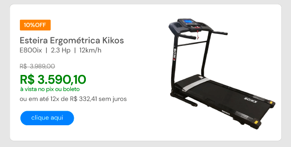 Esteira Ergométrica Kikos E800ix 2.3 Hp 12km/h