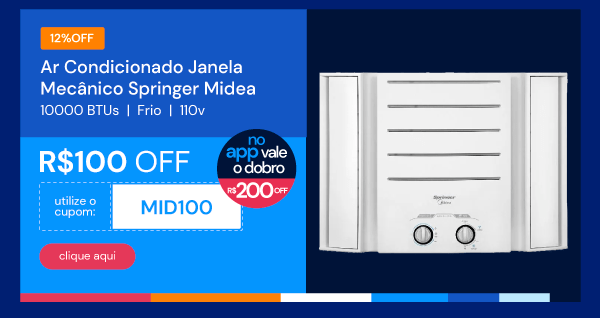 Ar Condicionado Janela Mecânico Springer Midea 10000 BTUs Frio 110V QCK108BB