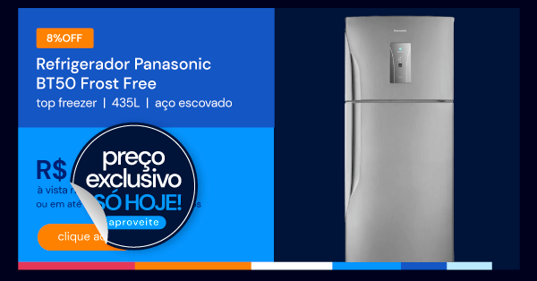 Refrigerador Panasonic BT50 Top Freezer 2 Porta Frost Free 435L Aço Escovado 127V NR-BT50BD3XA