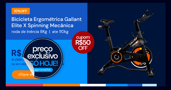 Bicicleta Ergométrica Gallant Elite X Spinning Roda De Inércia 8Kg Ate 110Kg Mecânica (GSB08HBTA-PT)