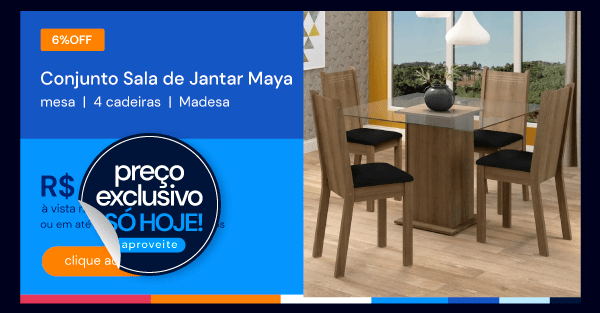 Conjunto Sala de Jantar Maya Mesa 4 Cadeiras Madesa