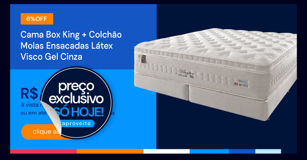 Cama Box King + Colchão Molas Ensacadas Látex Visco Gel Cinza