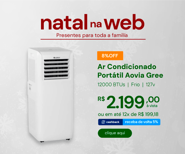 Ar Condicionado Portátil Aovia Gree 12000 BTUs R32 Frio 127V GPC12AP-A6NNA1A