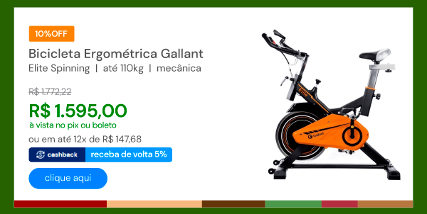 Bicicleta Ergométrica Gallant Elite Spinning Ate 110Kg Mecânica (GSB13HBTA-PT)