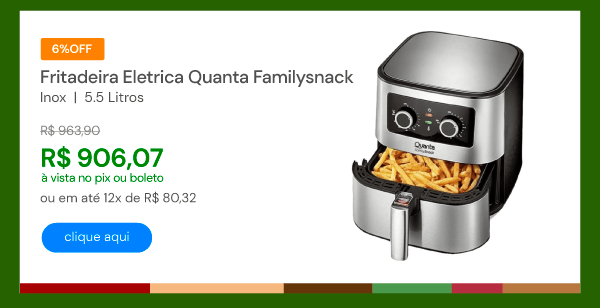 Fritadeira Eletrica Quanta Familysnack Inox 5.5 Litros Qtaf500 220v-60hz