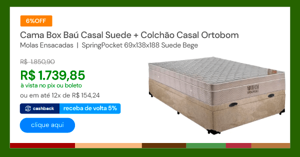 Cama Box Baú Casal Suede + Colchão Casal Molas Ensacadas AirTech SpringPocket Ortobom 69x138x188 Suede Bege