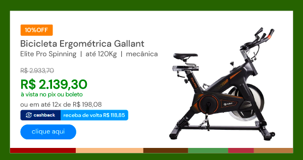 Bicicleta Ergométrica Gallant Elite Pro Spinning Ate 120Kg Mecânica (GSB18HBTA-PT)