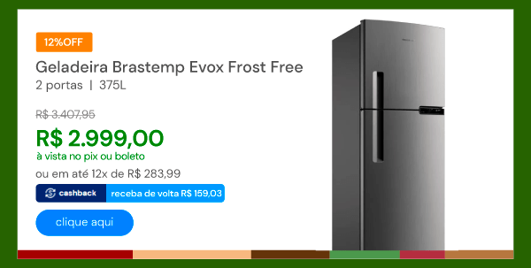 Geladeira Brastemp 2 Portas 375L Evox Frost Free BRM44HK