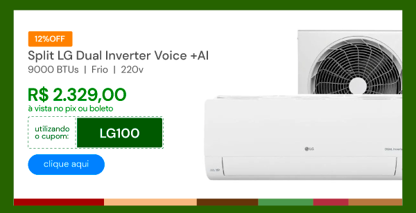 Ar Condicionado LG Dual Inverter Voice +IA 9000 BTUs 220V Frio S3-Q09AA31A.EB2GAM1