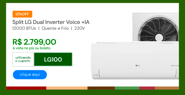 Ar Condicionado LG Dual Inverter Voice +IA 12000 BTUs 220V Quente e Frio S3-W12JA31A.EB2GAM1