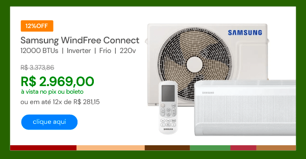 Ar Condicionado Samsung WindFree Connect 12000 BTUs Inverter Frio 220V AR12CVFAMWKNAZ