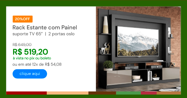 Rack Estante com Painel e Suporte TV 65'' e 2 Portas Oslo Multimóveis Preto/Lacca Fumê