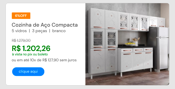 Cozinha De Aço Compacta Telasul Mirage New 5 Vidros 3 Peças Branco