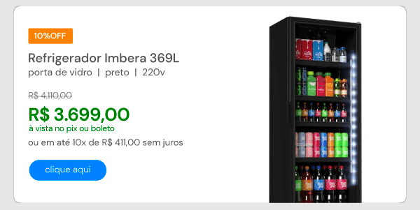 Refrigerador Imbera 369L Porta Vidro Preto 220V VRS13 1026781