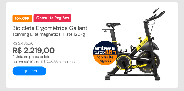 Bicicleta Ergométrica Spinning Gallant Elite Magnética Ate 120kg Roda De Inercia 13kg (GSB13HMGA-PT)