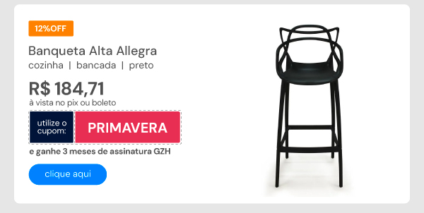 Banqueta Alta Allegra Design Cozinha Bancada Preto