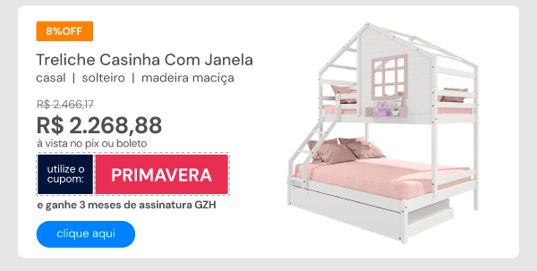 Treliche Casinha Com Janela Casal/solteiro Madeira Maciça Branco/ Rosa Housin